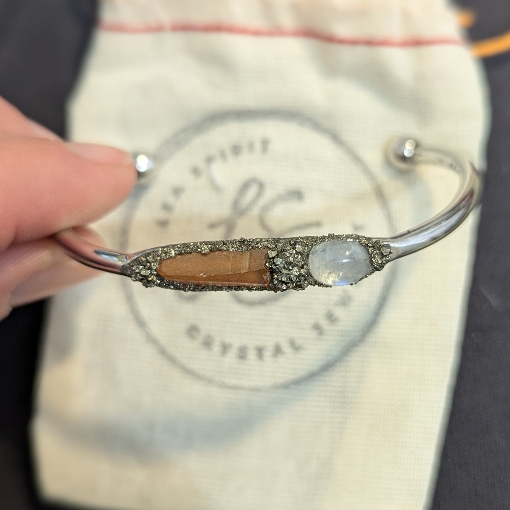 Lea Spirit Topaz and Moonstone Bracelet, Sterling Silver, Bangle Bracelet